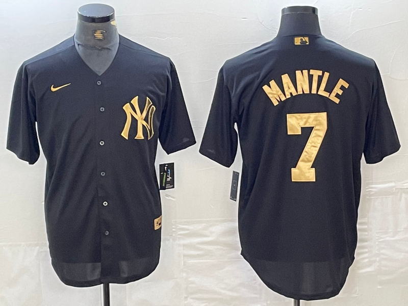 Men's New York Yankees Mickey Mantle #7 Black Limited Player Jersey baseball jersey product view 1