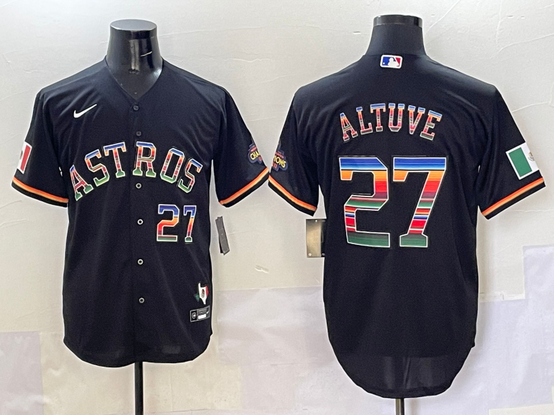 Men's Houston Astros Jose Altuve #27 Black Player Jersey baseball jersey product view 1