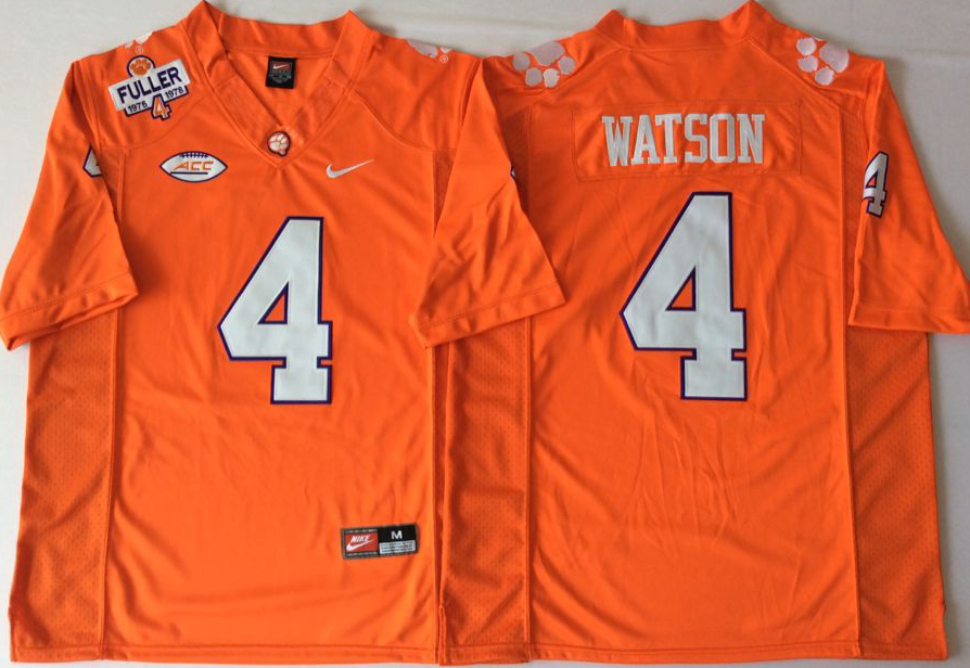 Men's Clemson Tigers Deshaun Watson Orange Game Jersey sports jersey product view 1