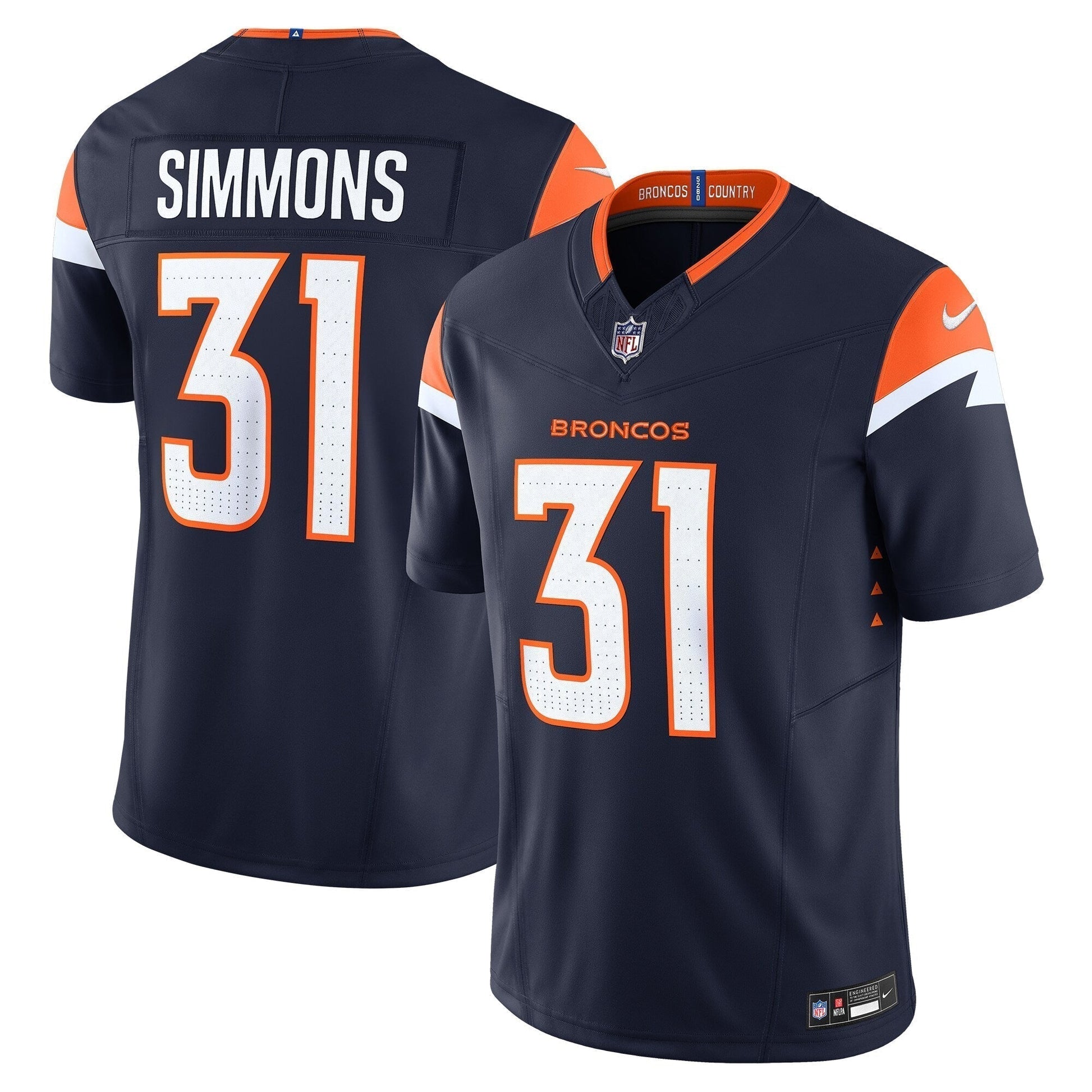 Justin Simmons Denver Broncos Vapor F.U.S.E. Limited Jersey - Navy football jersey product view 1