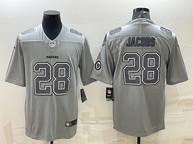 Men's Las Vegas Raiders Josh Jacobs #28 Gray Atmosphere Fashion Game Jersey1 football jersey product view 1