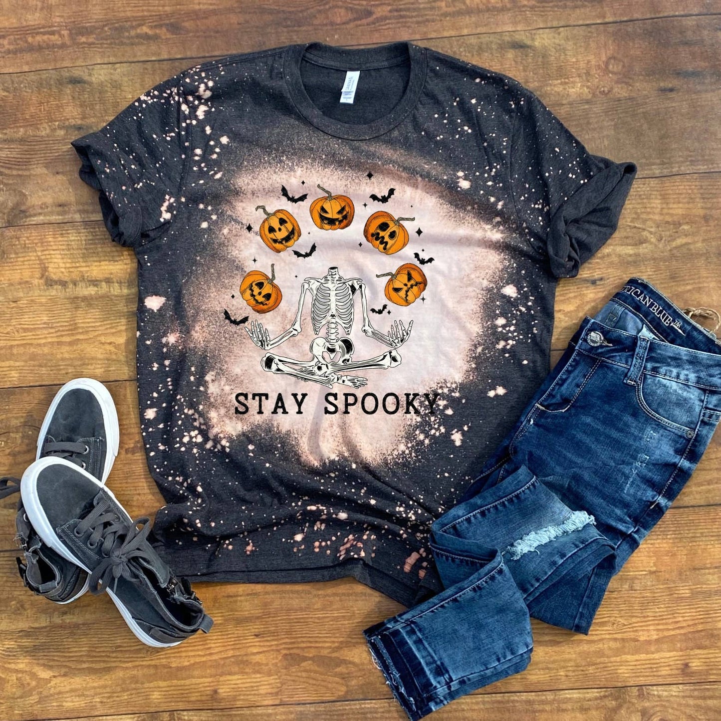 Stay Spooky Bleached T-Shirt - Retro Vintage Plus Size Tee Unisex T-shirt, Sweatshirt, Hoodie, Long Sleeve Tee - T-Shirt, Sweatshirt, Hoodie