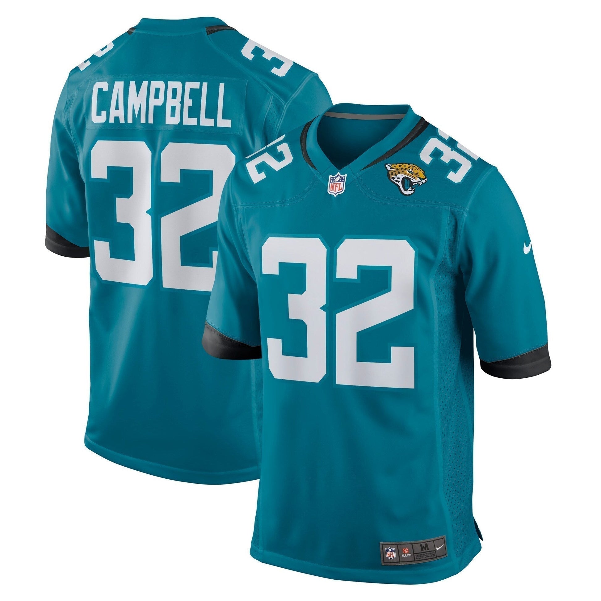 Tyson Campbell Jacksonville Jaguars Game Jersey - Teal football jersey product view 1