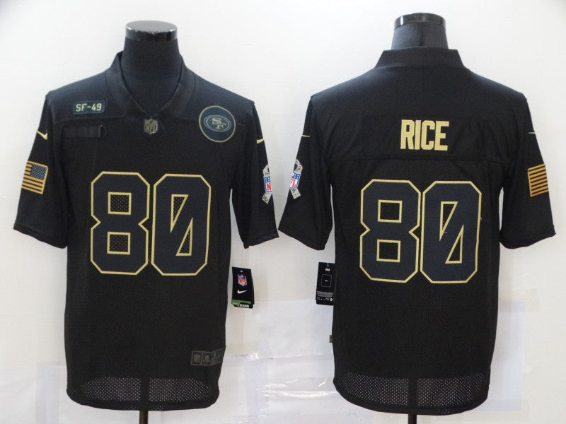 Men's San Francisco 49ers #80 Jerry Rice Black Game Player Jersey1 football jersey product view 1