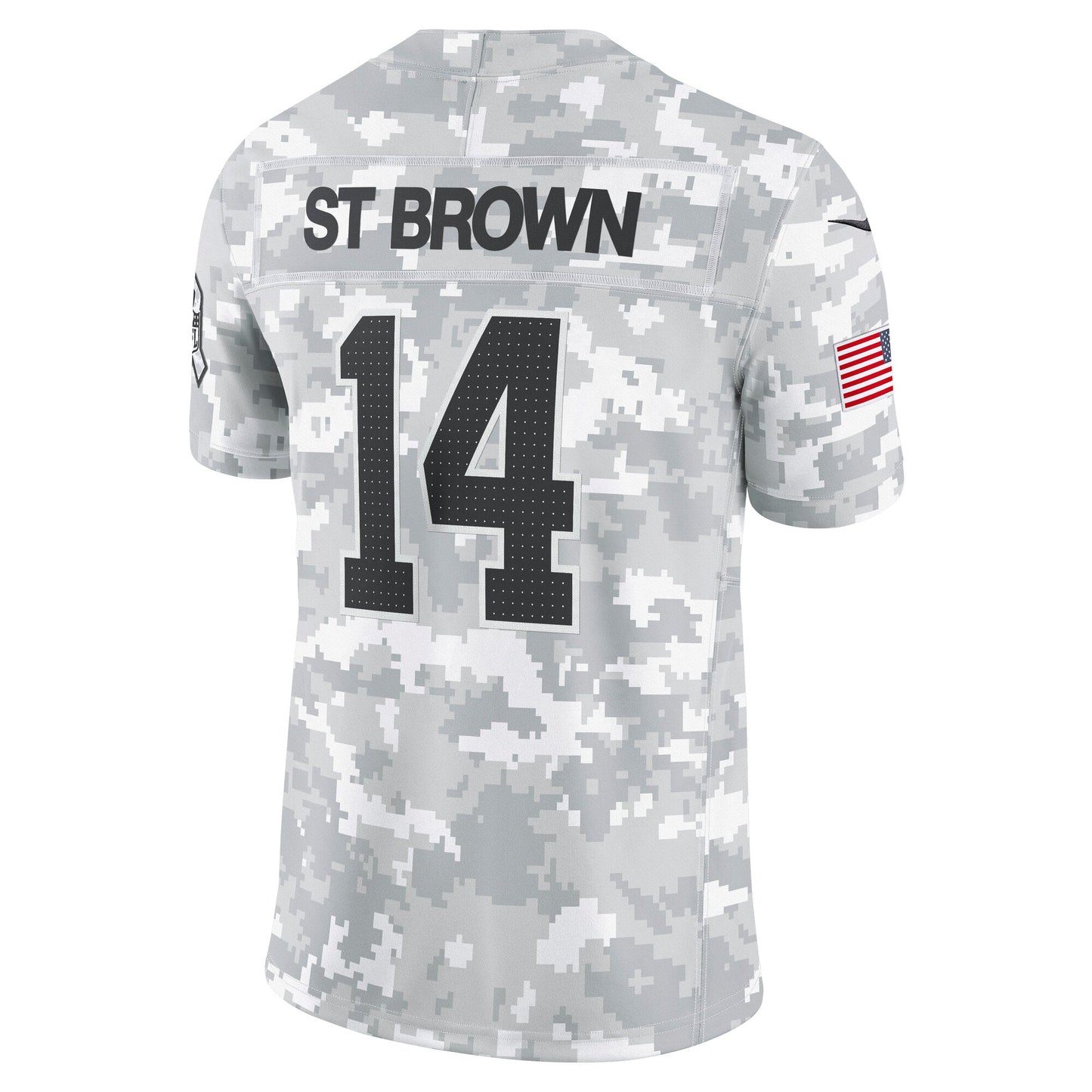 Amon-Ra St. Brown Detroit Lions 2024 Salute to Service Limited Jersey - Arctic Camo football jersey product view 3