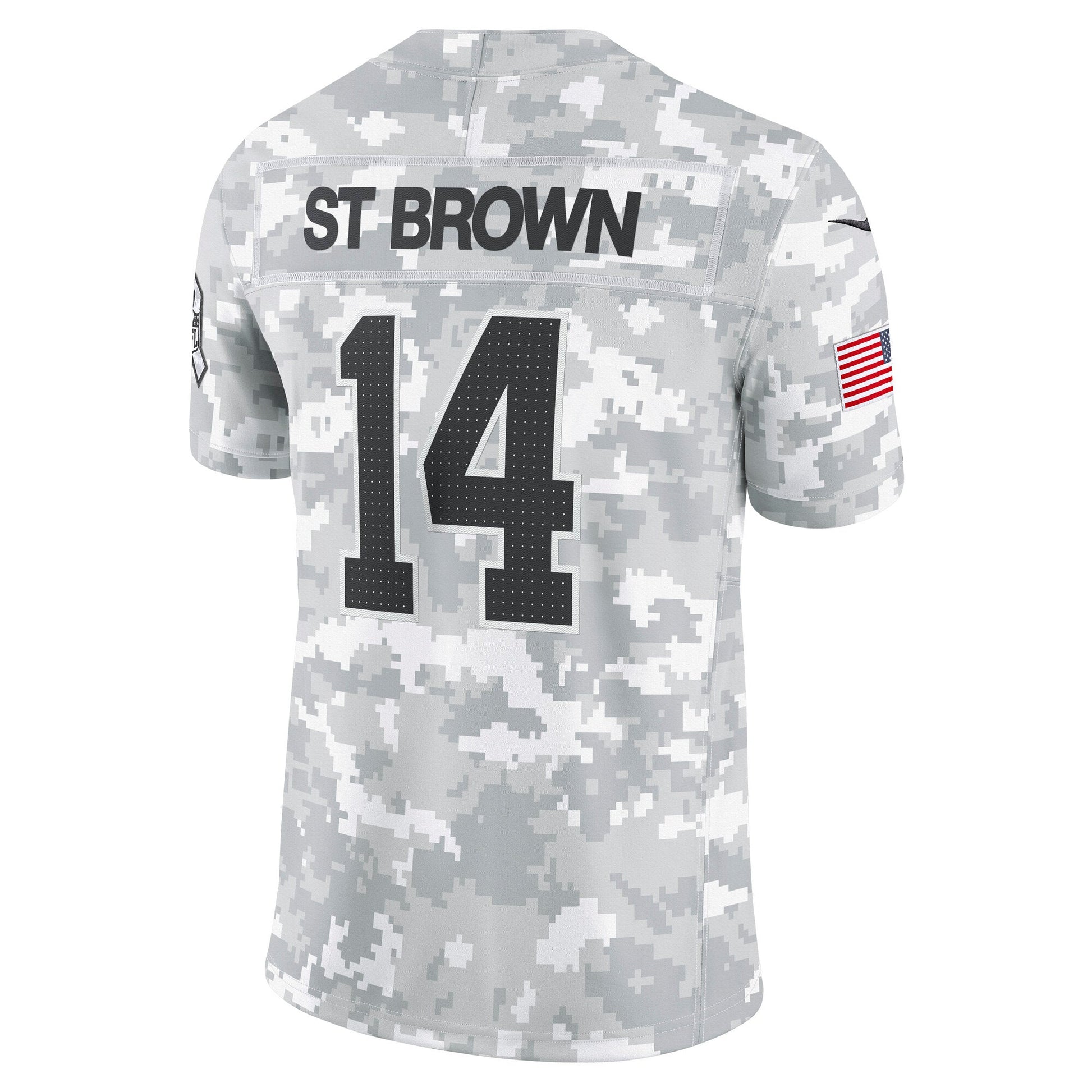 Amon-Ra St. Brown Detroit Lions 2024 Salute to Service Limited Jersey - Arctic Camo football jersey product view 3