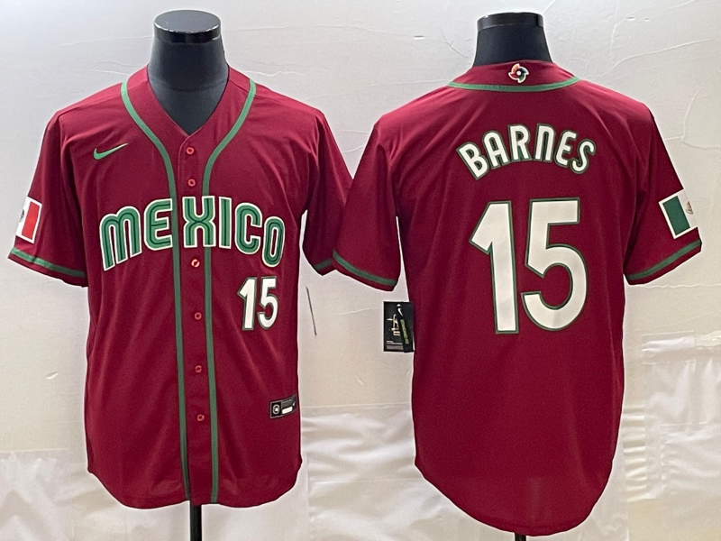 Men's 2023 World Baseball Classic Austin Barnes Mexico Red Jersey baseball jersey product view 1