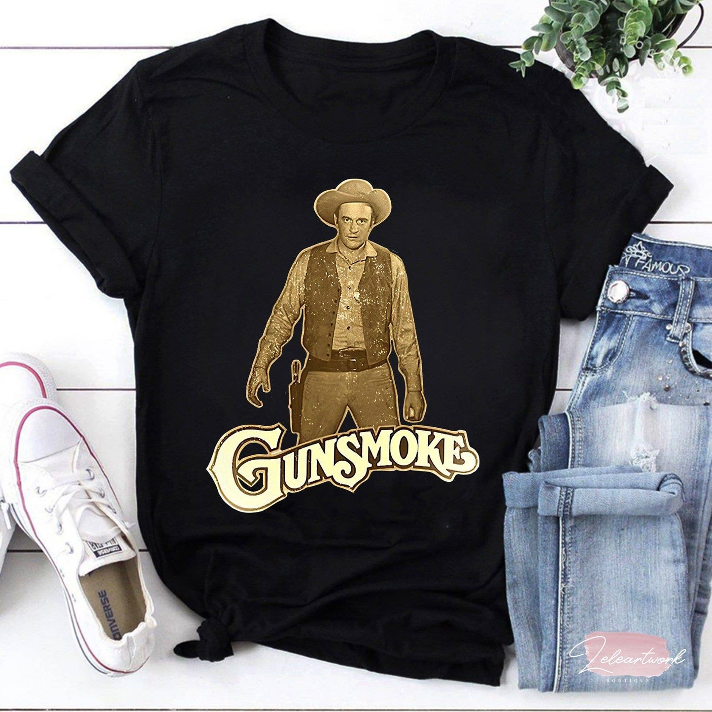 Gunsmoke James Arness Anime Cowboy T-Shirt Unisex T-shirt, Sweatshirt, Hoodie, Long Sleeve Tee - T-Shirt, Sweatshirt, Hoodie