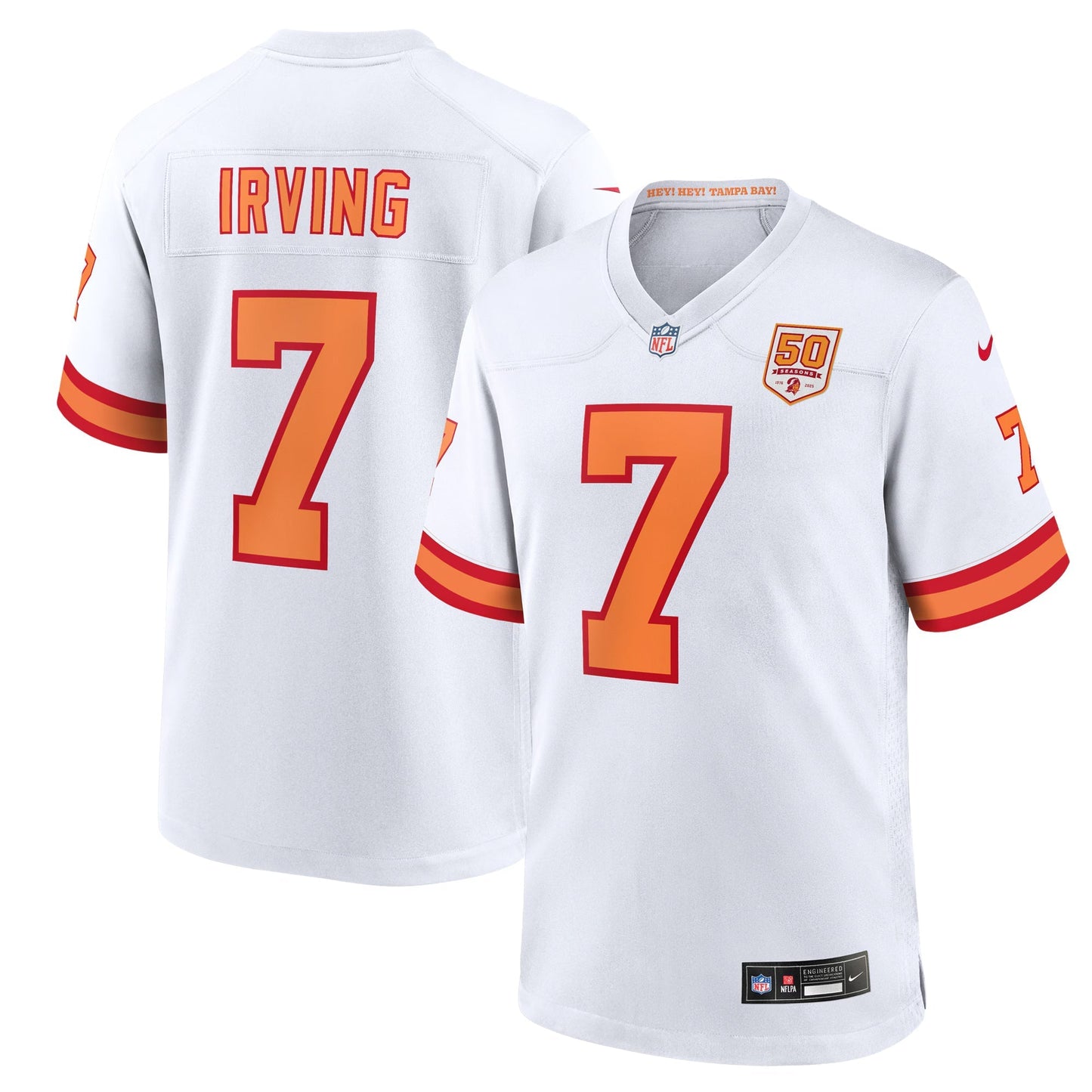 76 Tampa Bay Buccaneers Bucky Irving White 50th Season Game Jersey football jersey product view 1