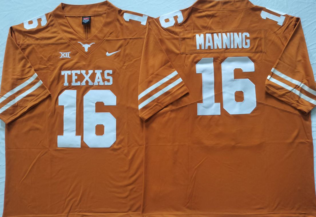 Men's Texas Longhorns Arch Manning Orange Replica Player Jersey sports jersey product view 1
