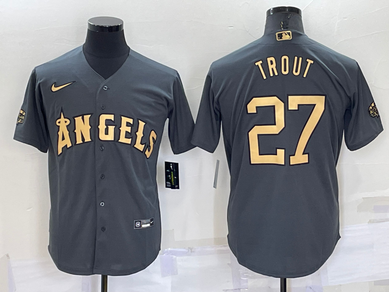 Men's Los Angeles Angels Mike Trout Gray Stitched Jersey baseball jersey product view 1