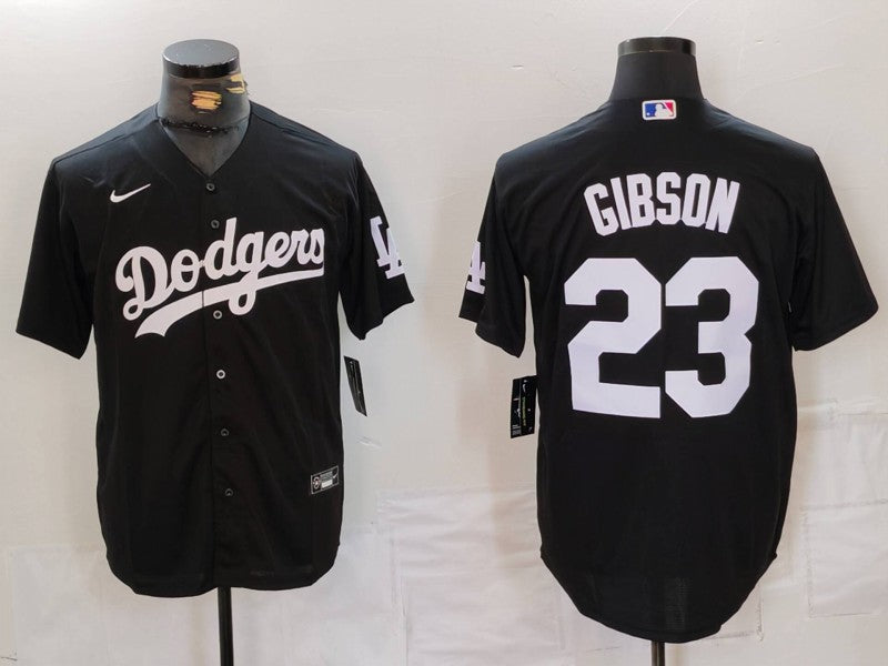 Men's Los Angeles Dodgers Kirk Gibson Black Replica Player Jersey baseball jersey product view 1