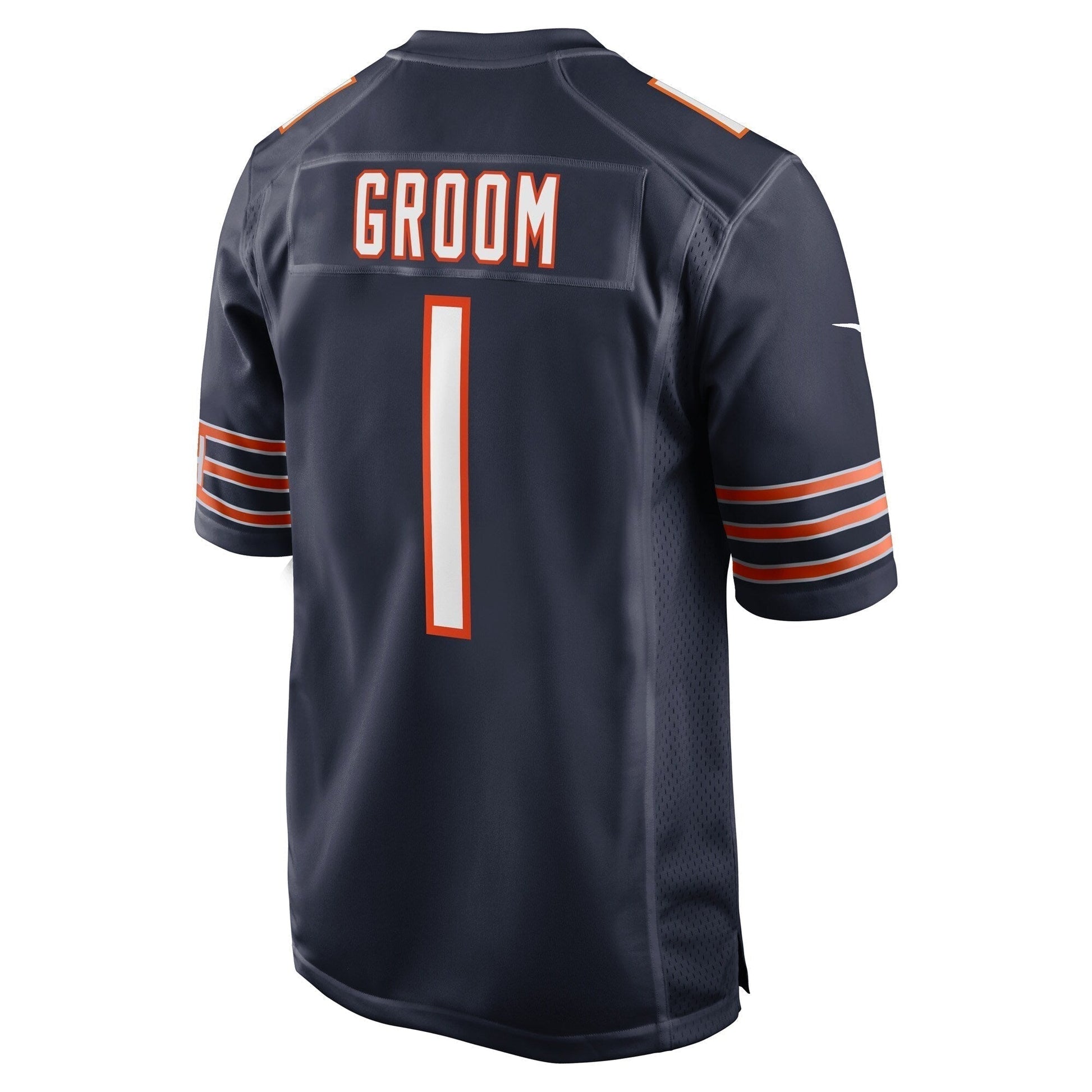 Number 1 Groom Chicago Bears Game Jersey - Navy football jersey product view 3
