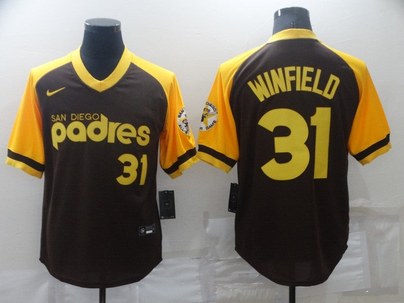 Men's San Diego Padres Dave Winfield #31 Brown Stitched Jersey1 baseball jersey product view 1