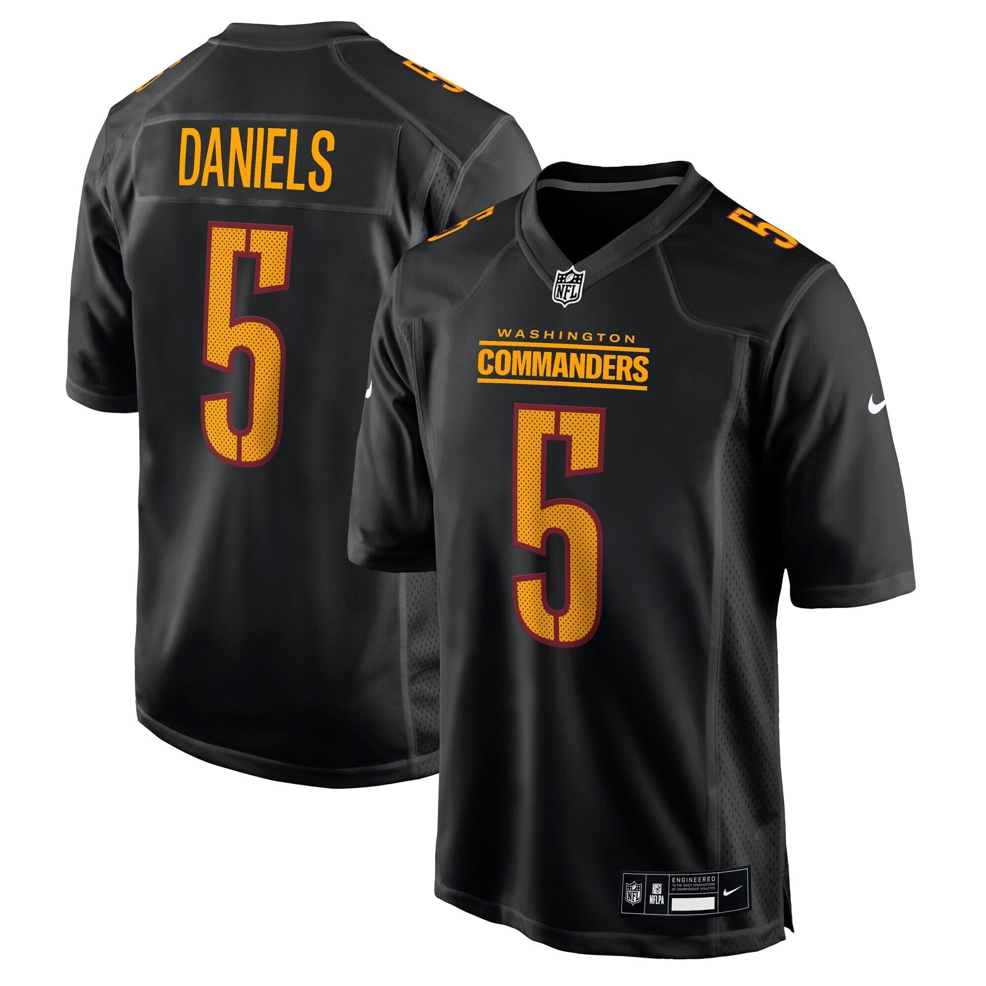 Washington Commanders Jayden Daniels Carbon Black Fashion Jersey football jersey product view 1