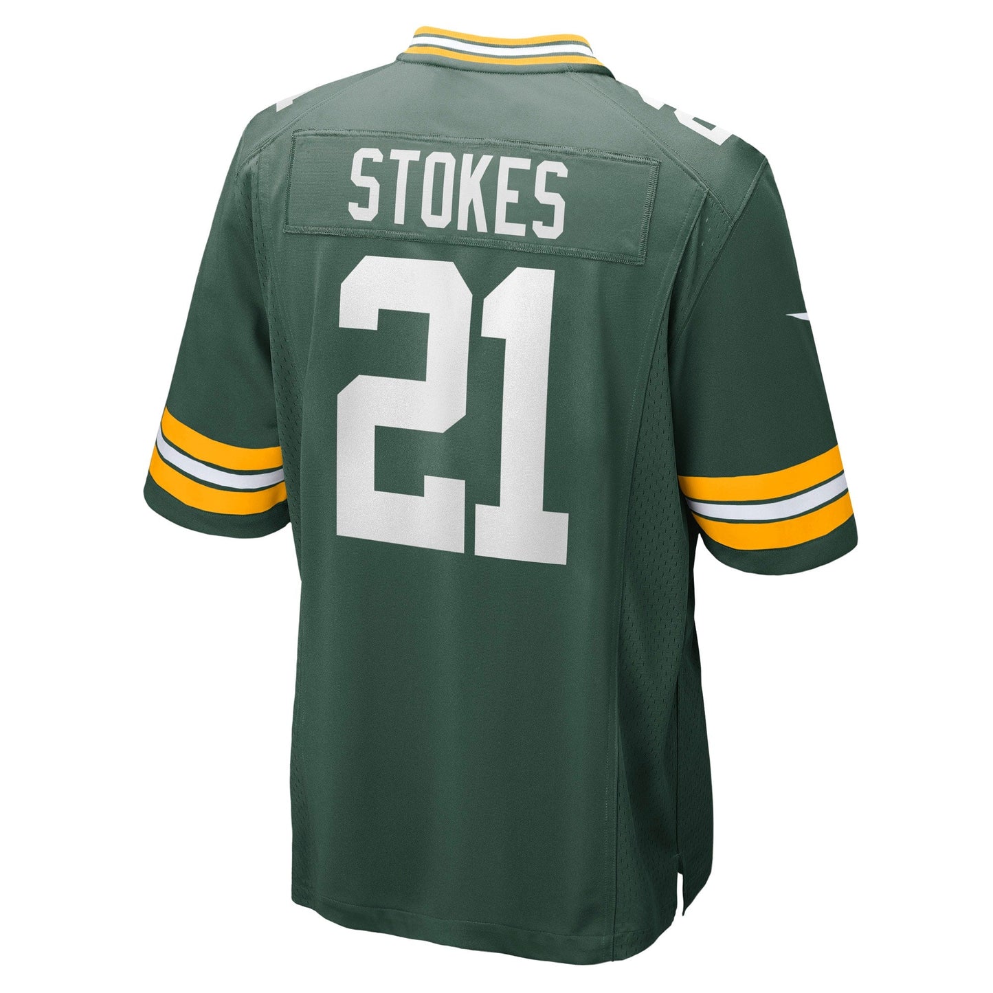 Eric Stokes Green Bay Packers Game Jersey - Green football jersey product view 3