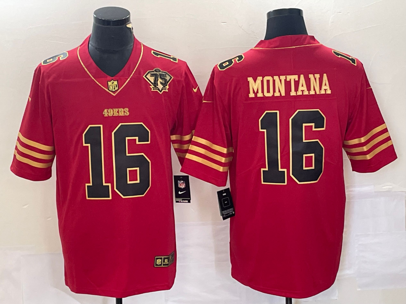 Men's San Francisco 49ers Joe Montana Scarlet Vapor F.U.S.E. Limited Jersey football jersey product view 1