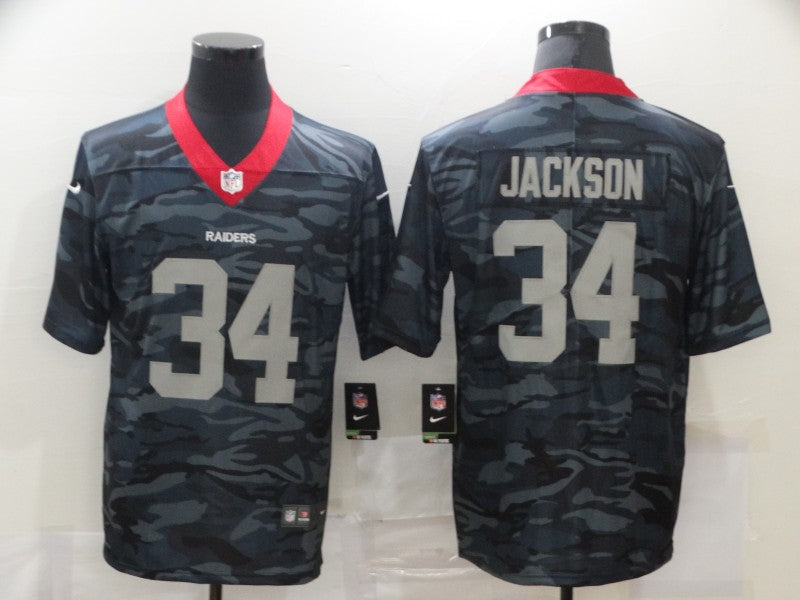 Men's Las Vegas Raiders Bo Jackson #34 Gray Camouflage Game Jersey1 football jersey product view 1