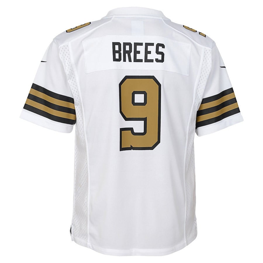 Drew Brees 9 New Orleans Saints YOUTH Color Rush Game Jersey - White football jersey product view 3