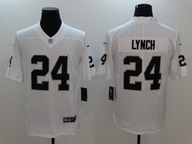 Men's Las Vegas Raiders Marshawn Lynch #24 White Game Jersey1 football jersey product view 1