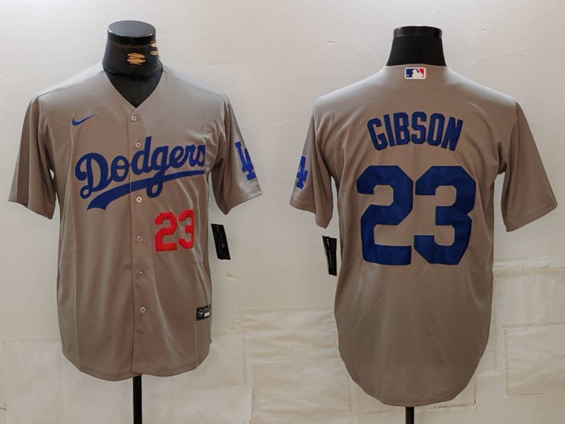 Men's Los Angeles Dodgers Kirk Gibson Gray Limited Player Jersey baseball jersey product view 1