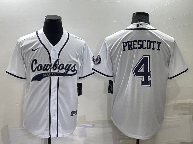 Men's Dallas Cowboys Dak Prescott #4 White Player Jersey1 Joint Edition football jersey product view 1
