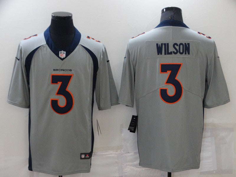 Men's Denver Broncos Russell Wilson #3 Gray Inverted Game Jersey1 football jersey product view 1
