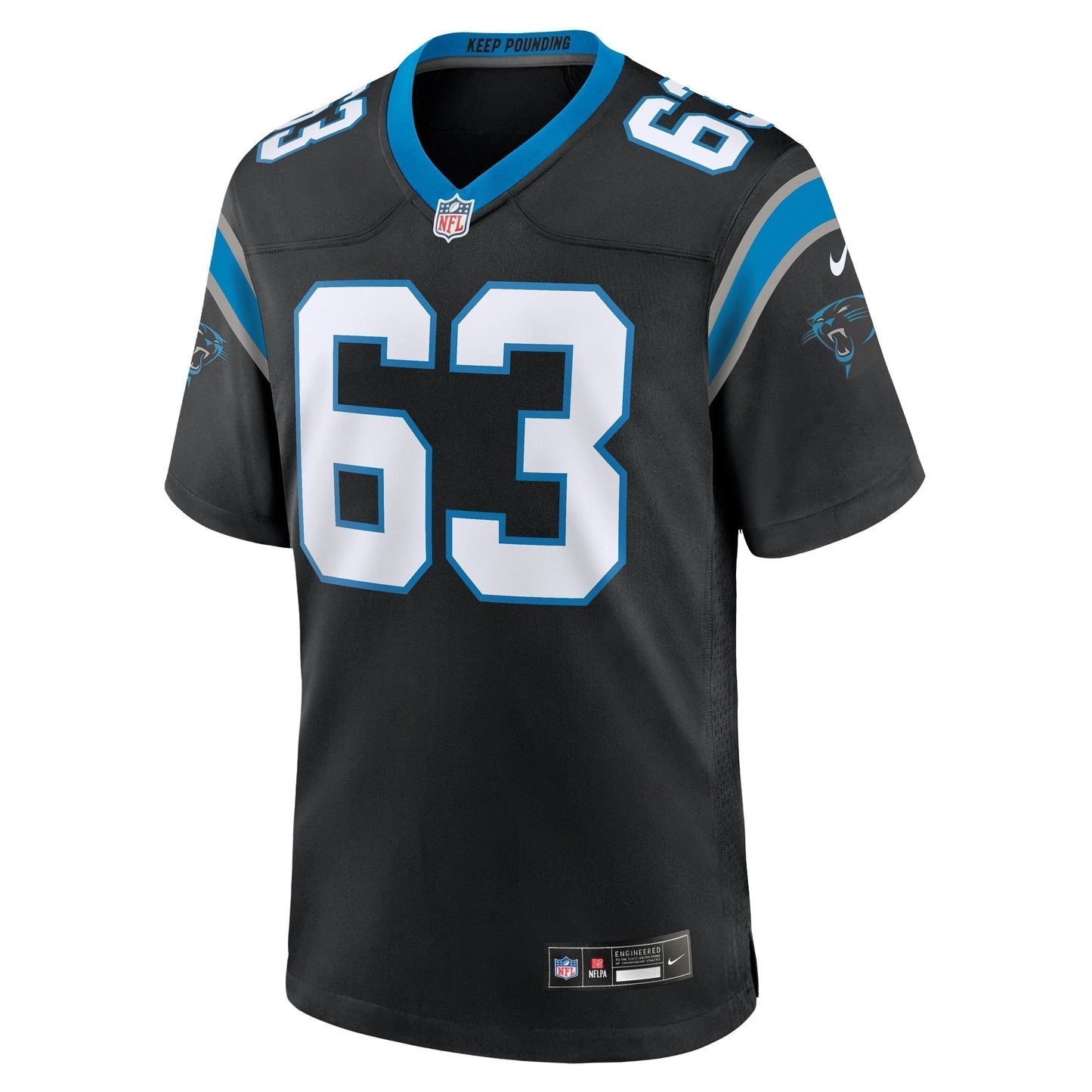 Austin Corbett Carolina Panthers Team Game Jersey - Black football jersey product view 2