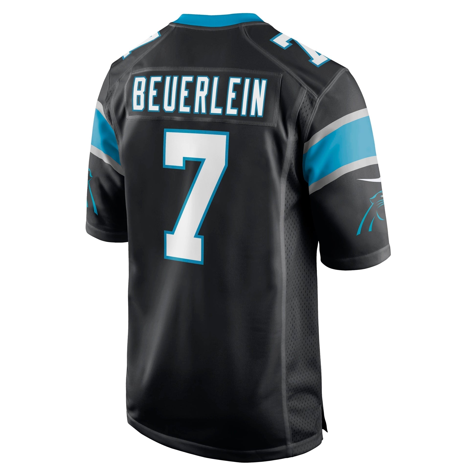 Steve Beuerlein Carolina Panthers Retired Jersey - Black football jersey product view 3