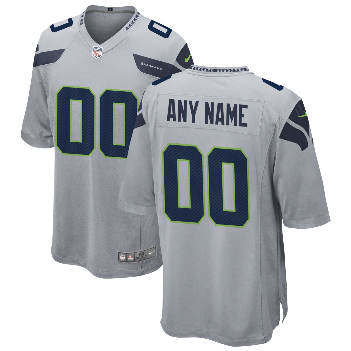 Seattle Seahawks Alternate Custom Game Jersey - Gray football jersey product view 1
