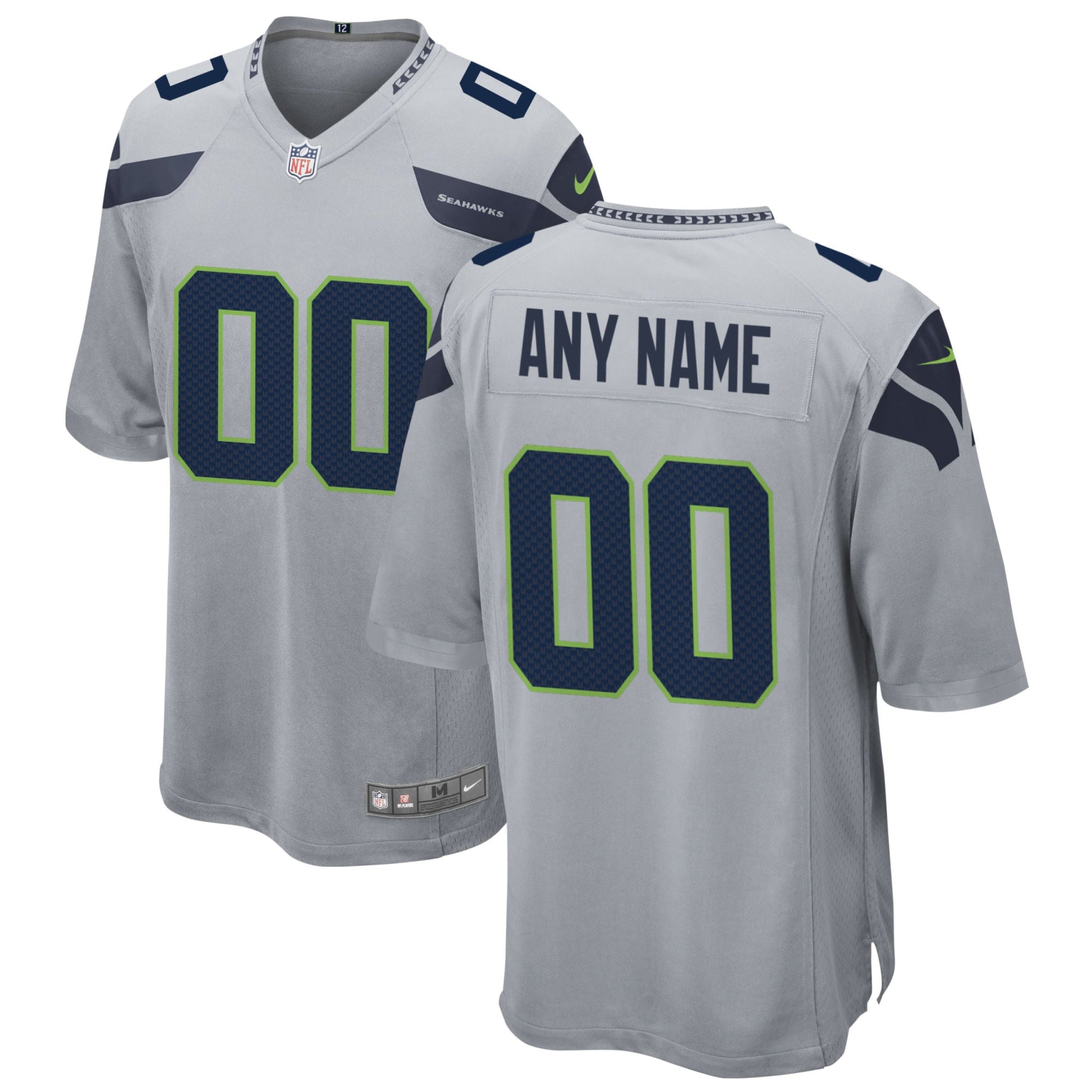 Seattle Seahawks Alternate Custom Game Jersey - Gray football jersey product view 1