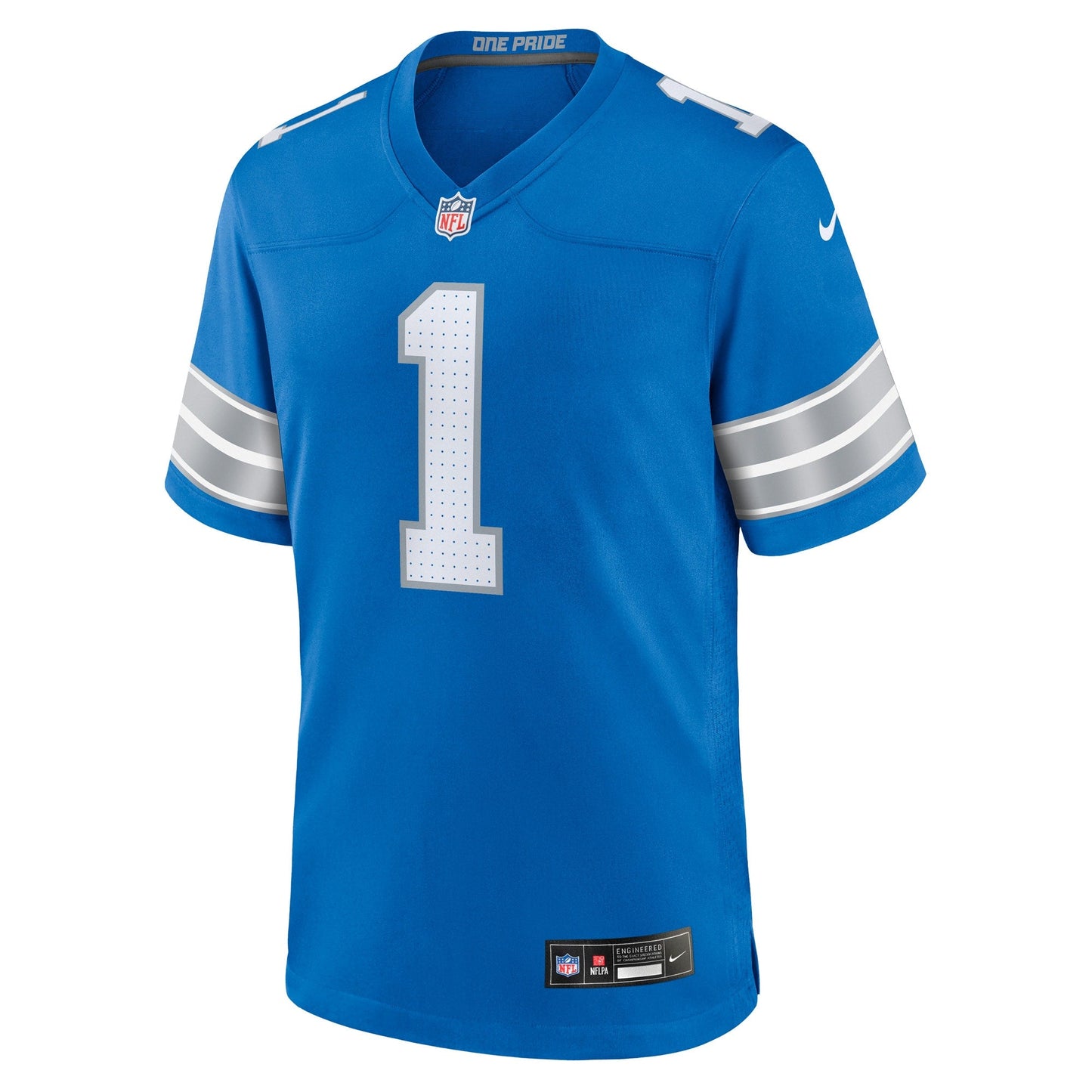 Number 1 Groom Detroit Lions Game Jersey - Blue football jersey product view 2