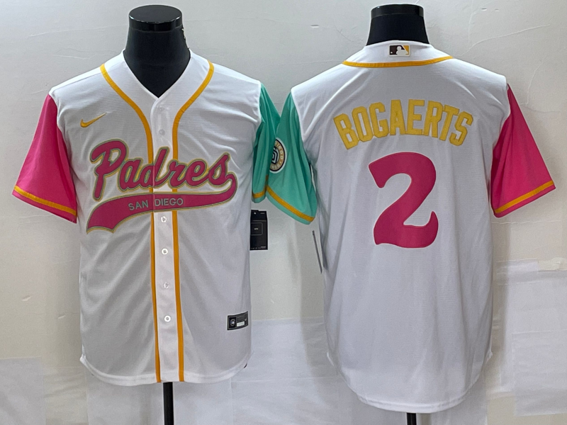 Men's San Diego Padres Xander Bogaerts #2 White City Connect Replica Player Jersey Joint Edition baseball jersey product view 1