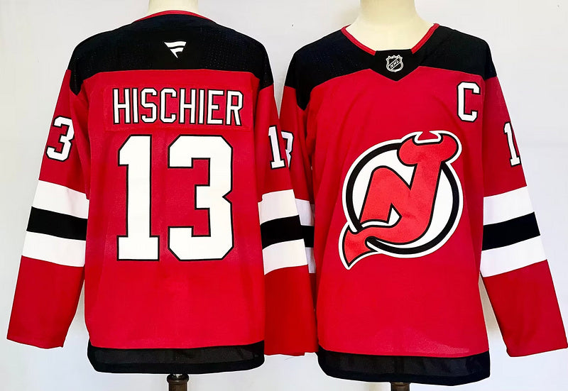 Men's New Jersey1 Devils Nico Hischier #13 Red Player Game Jersey1 sports jersey product view 1
