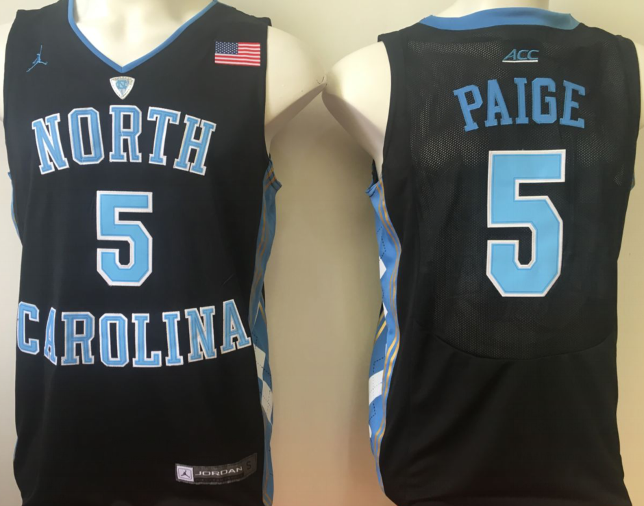 Men's North Carolina Tar Heels Marcus Paige #5 Black Player Game Jersey sports jersey product view 1