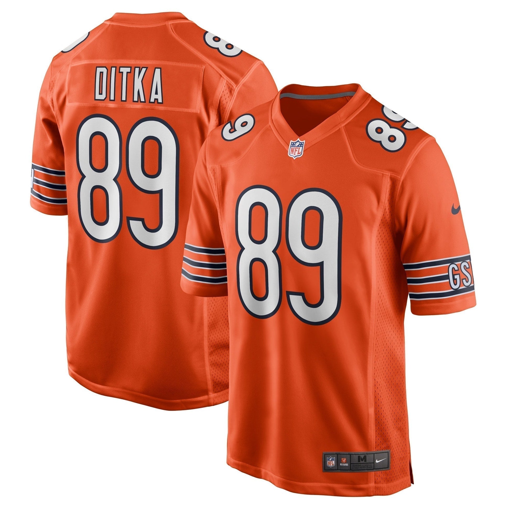 Mike Ditka Chicago Bears Retired Jersey - Orange football jersey product view 1