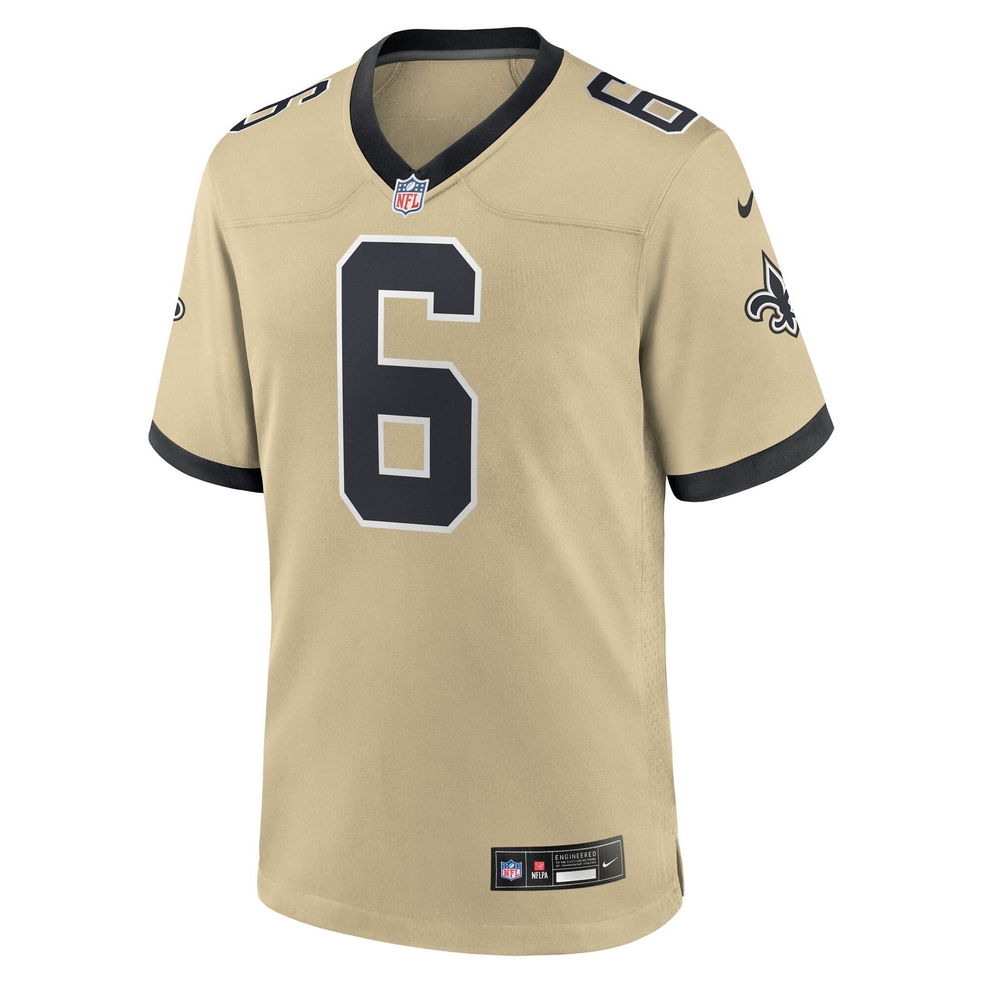 New Orleans Saints Tyler Shough Gold Alternate Game Player Jersey football jersey product view 2