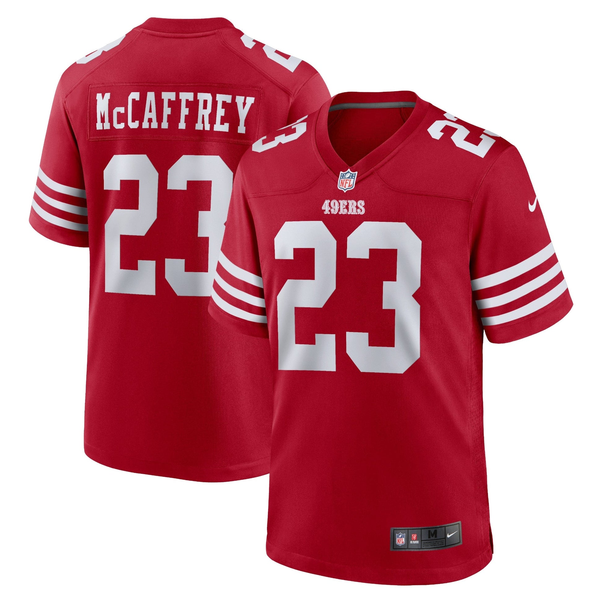 Christian McCaffrey San Francisco 49ers Game Jersey - Scarlet football jersey product view 1