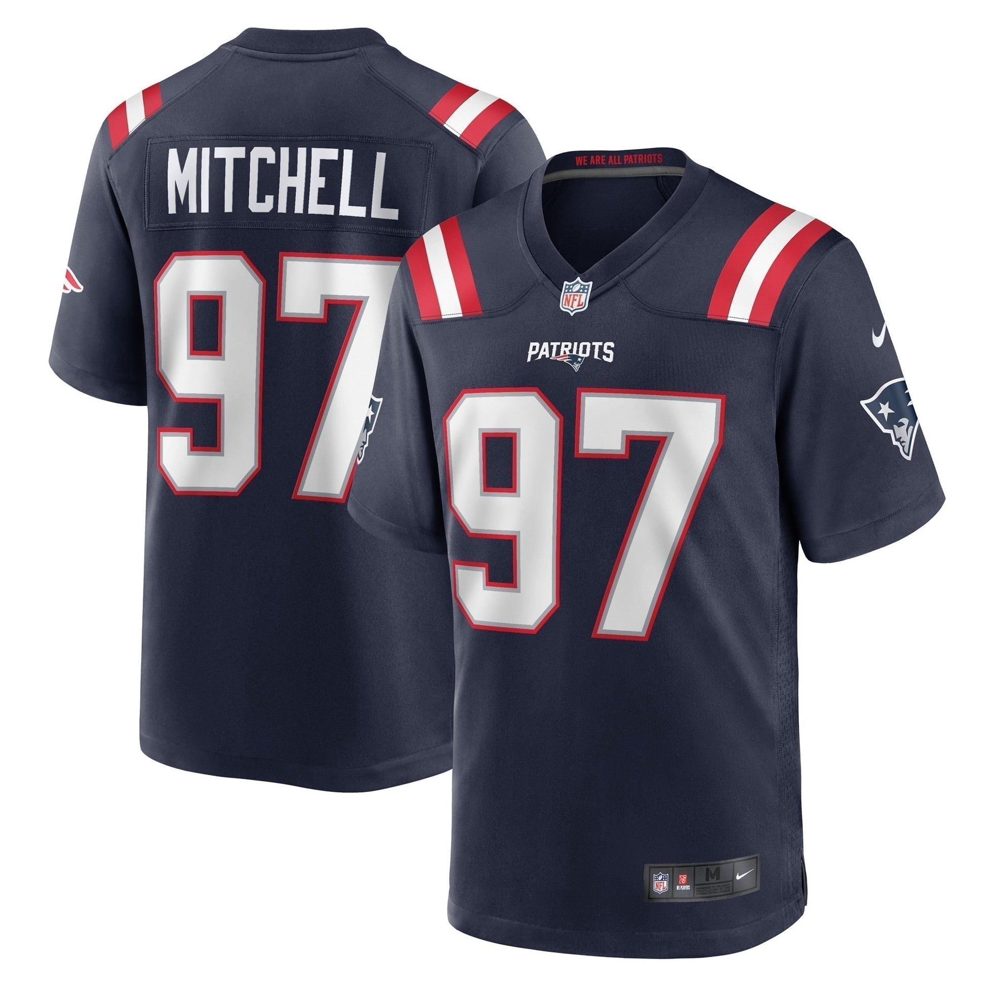 DaMarcus Mitchell New England Patriots Game Jersey - Navy football jersey product view 1