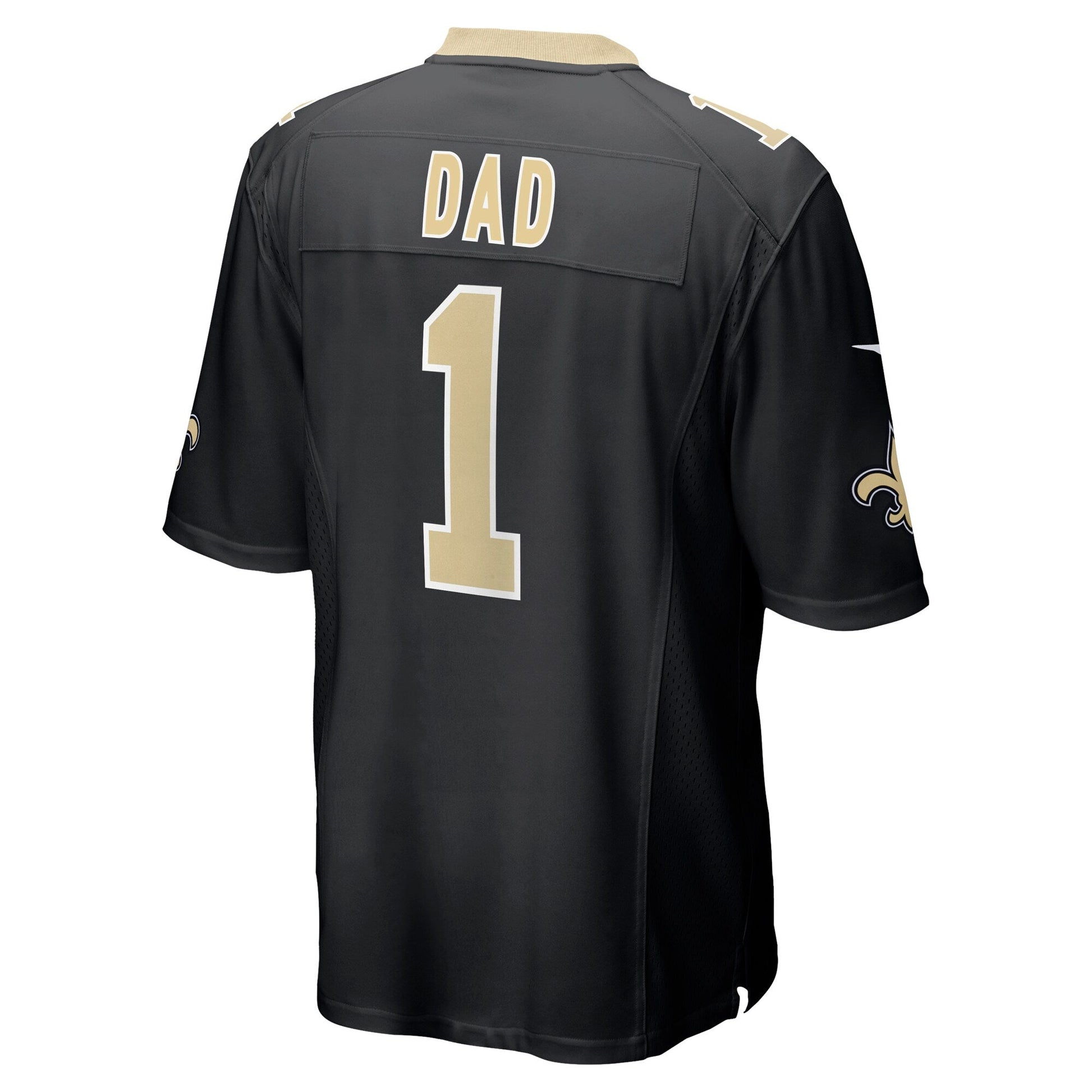 New Orleans Saints Number 1 Dad Black Game Jersey football jersey product view 2