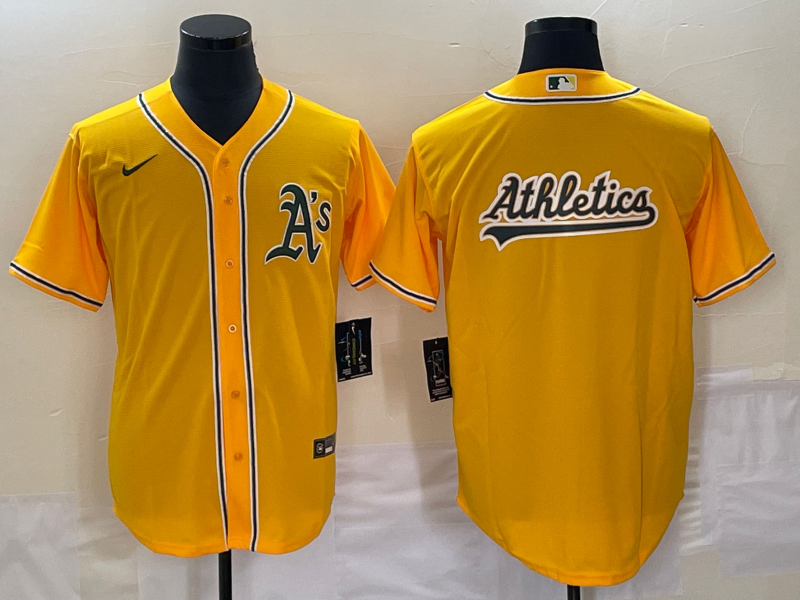 Men's Oakland Athletics Gold Alternate Replica Player Jersey baseball jersey product view 1