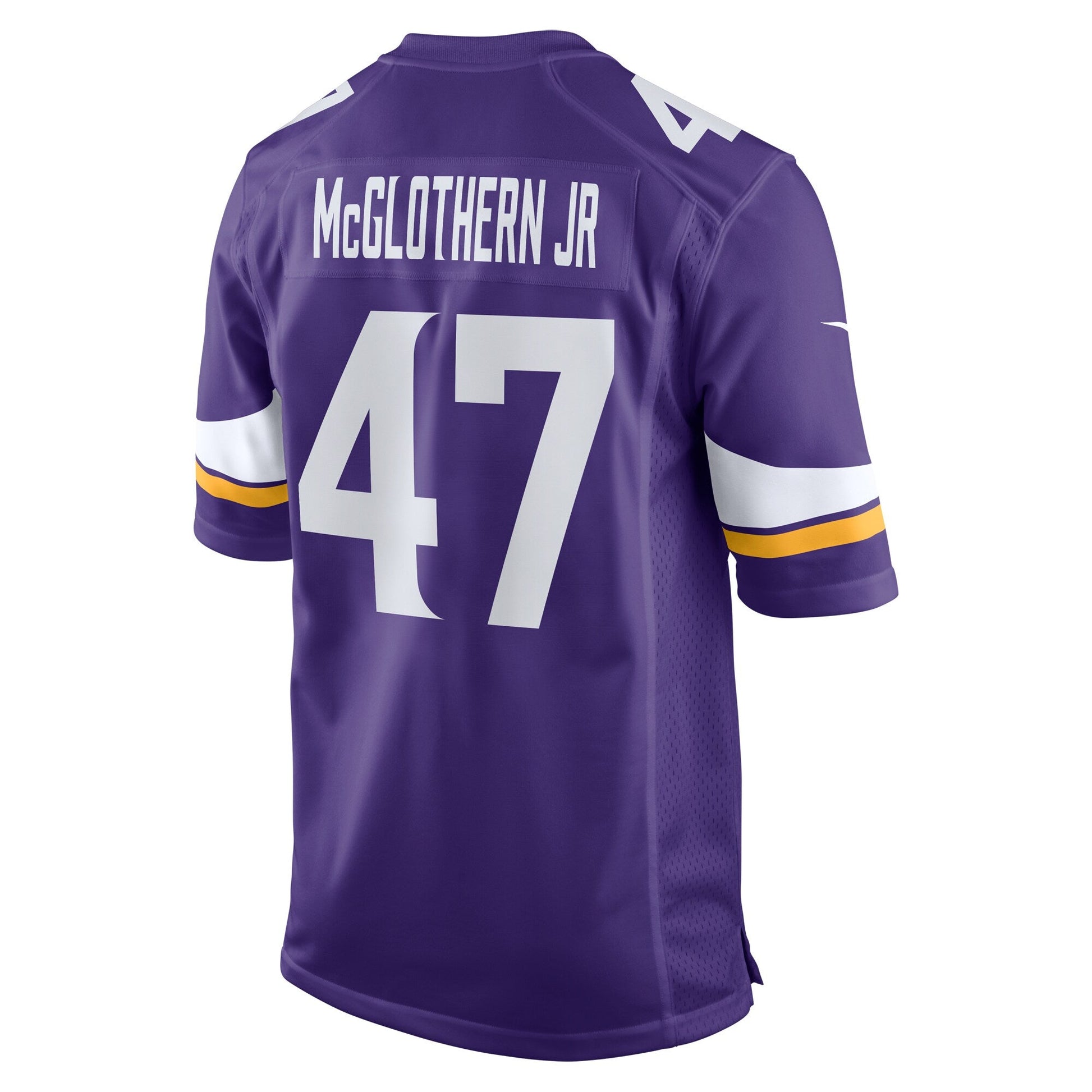 Dwight McGlothern Jr. Minnesota Vikings Game Jersey - Purple football jersey product view 3