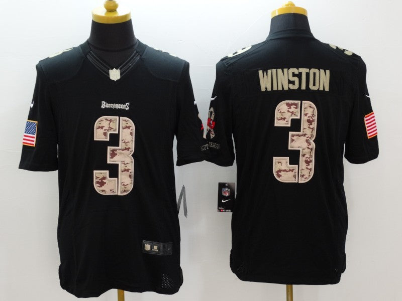 Men's Tampa Bay Buccaneers Jameis Winston #3 Black Authentic Game Jersey1 football jersey product view 1
