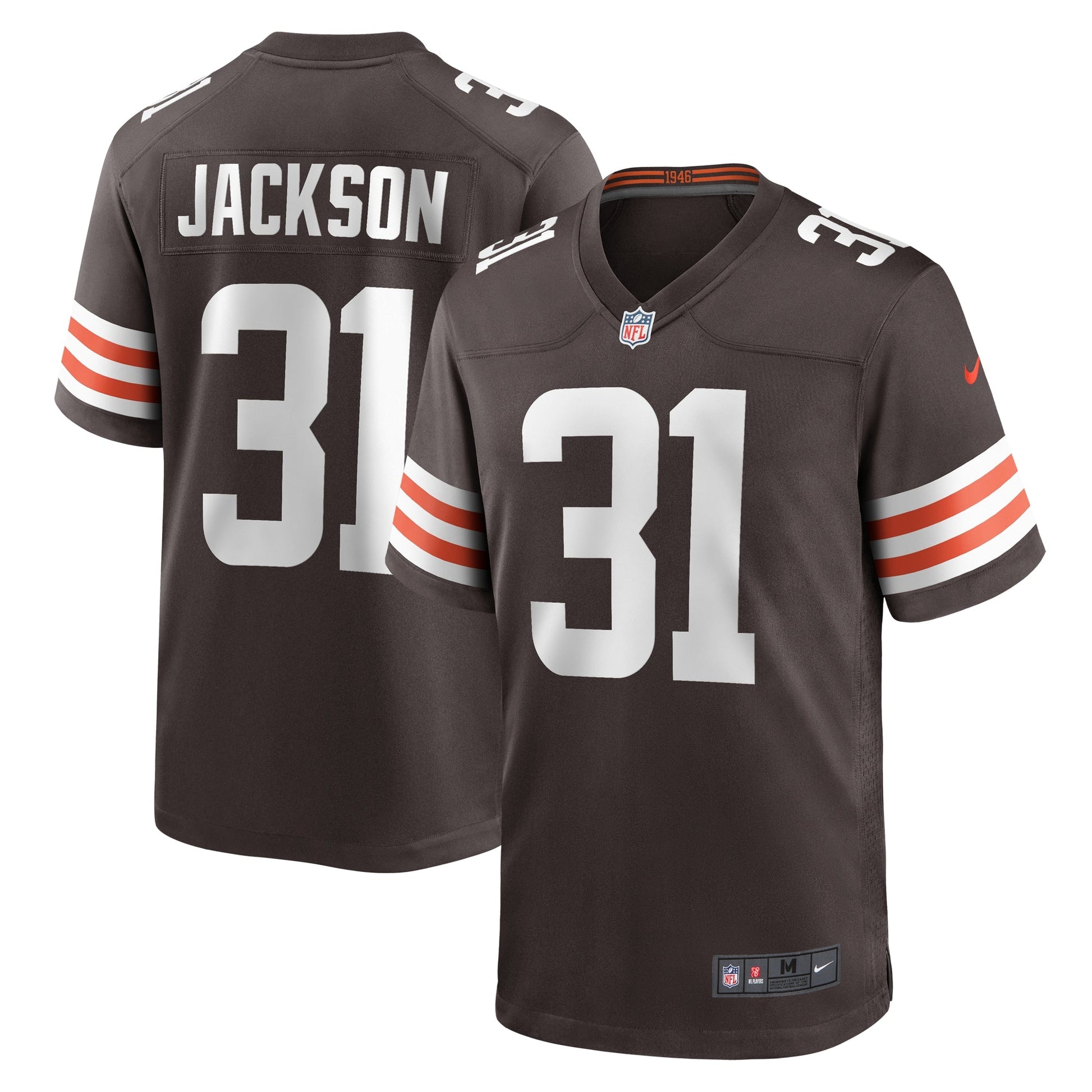 Deon Jackson Cleveland Browns Game Jersey - Brown football jersey product view 1