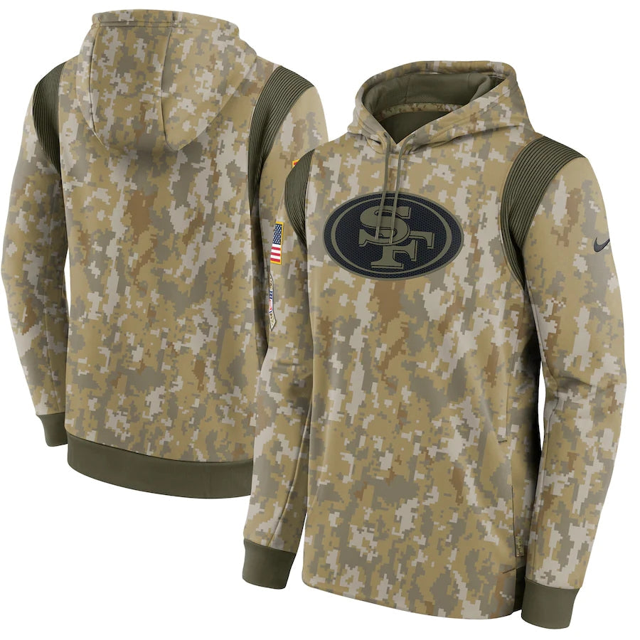Men's San Francisco 49ers 2021 Salute to Service Hoodie Camouflage football jersey product view 1