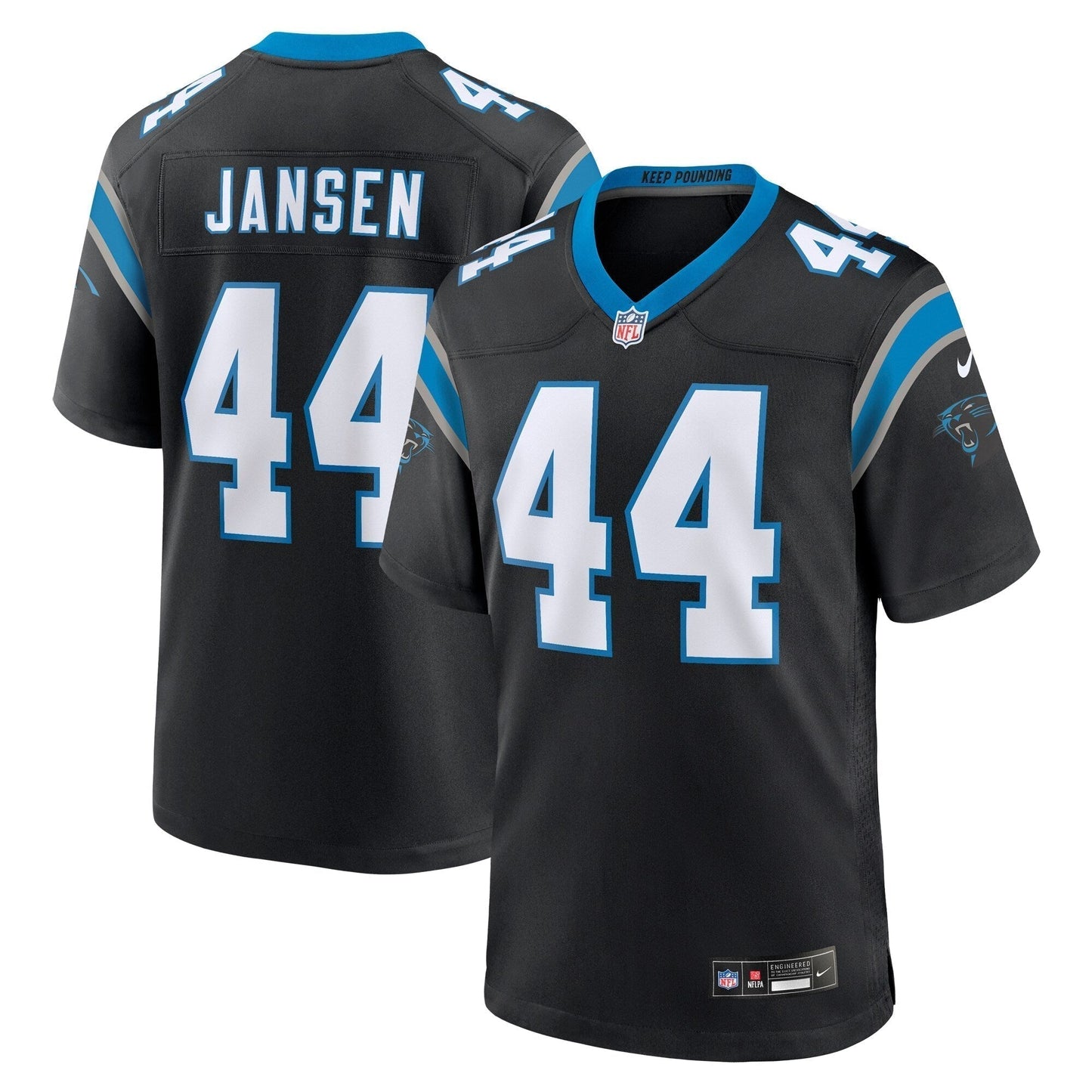 J.J. Jansen Carolina Panthers Team Game Jersey - Black football jersey product view 1