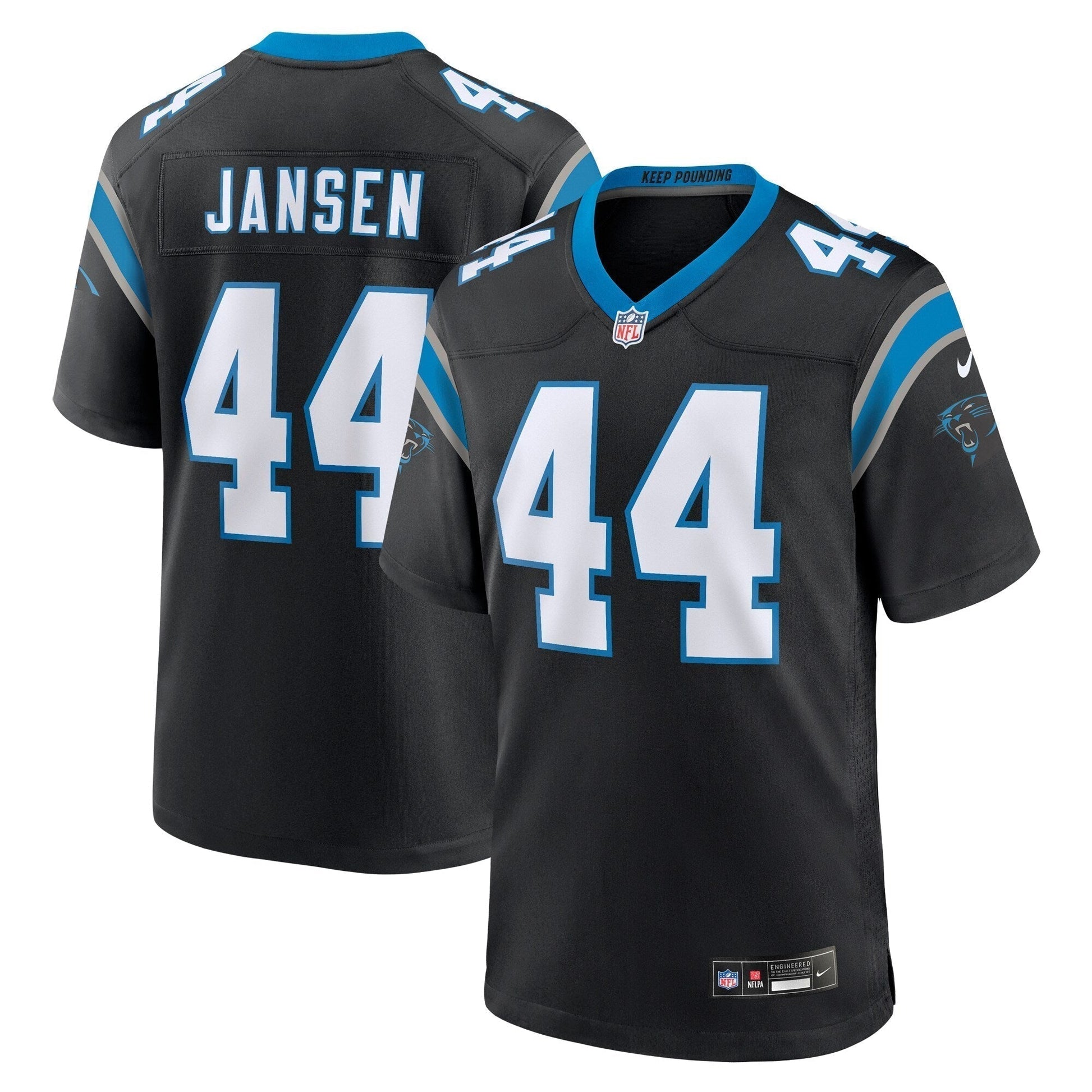 J.J. Jansen Carolina Panthers Team Game Jersey - Black football jersey product view 1