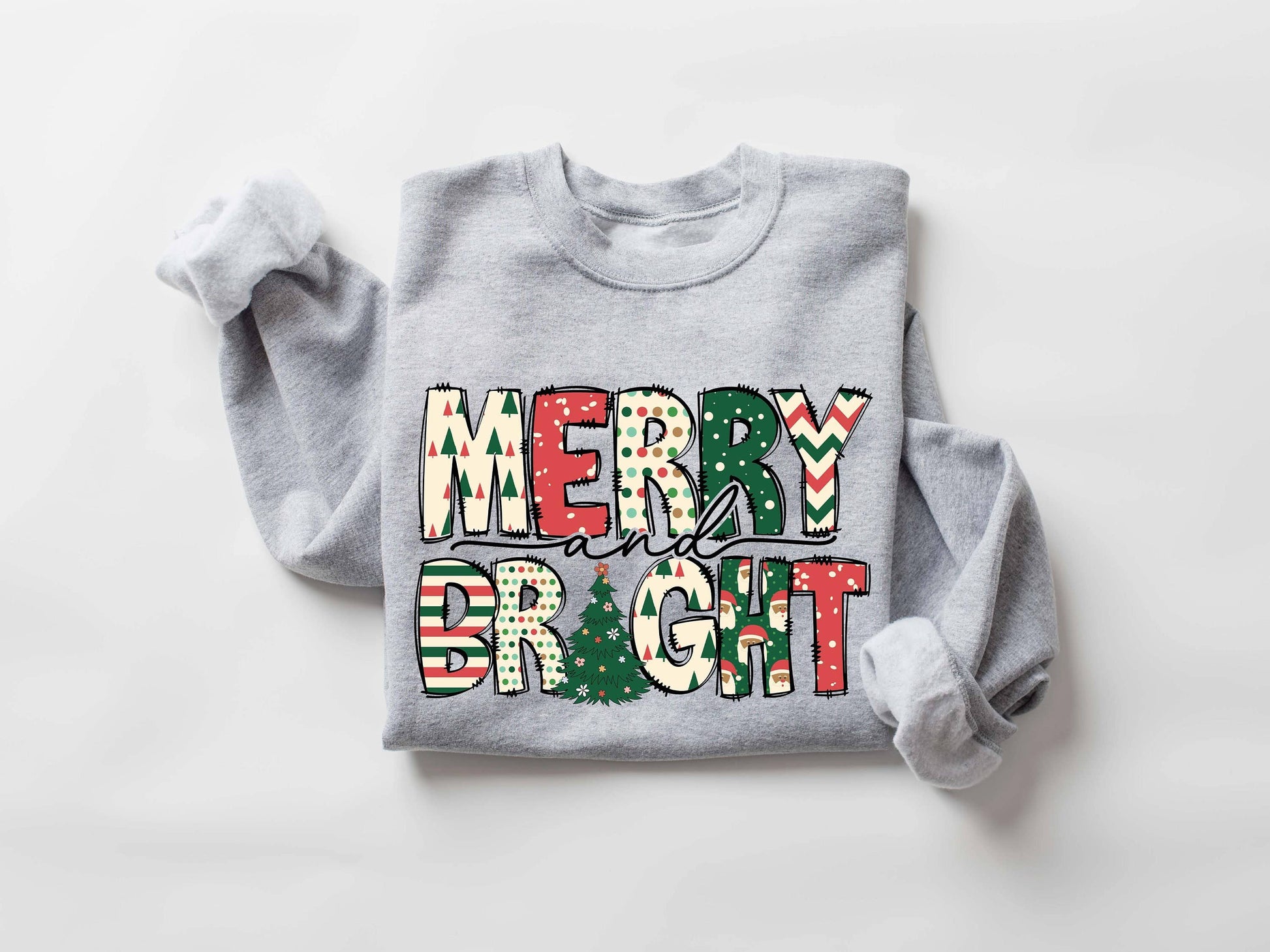 Merry and Bright Christmas Sweatshirt - Family Holiday Wear Unisex T-shirt, Sweatshirt, Hoodie, Long Sleeve Tee - T-Shirt, Sweatshirt, Hoodie