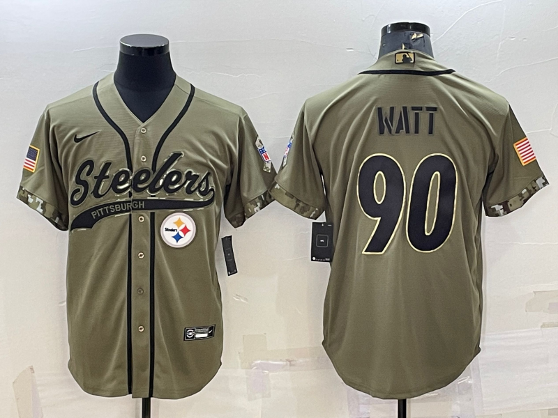 Men's Pittsburgh Steelers T.J. Watt Olive 2022 Salute To Service Limited Jersey Joint edition football jersey product view 1