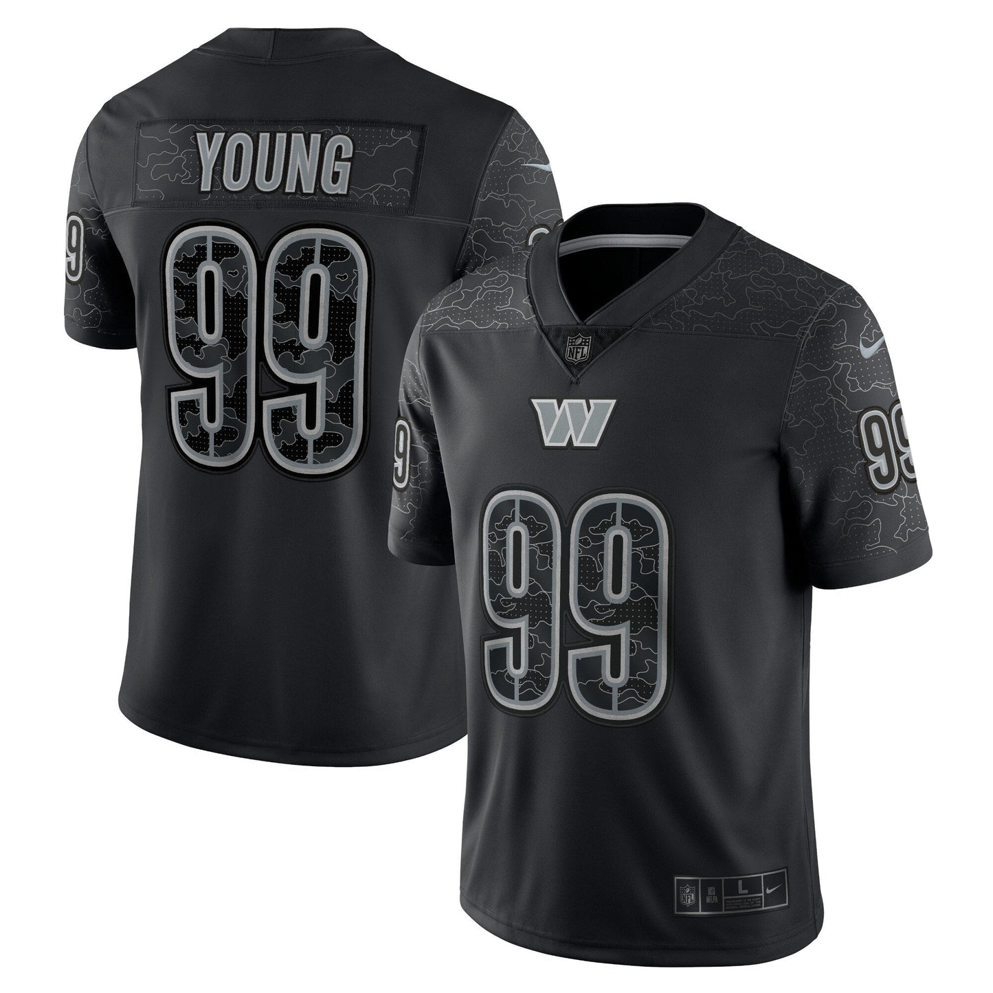 Chase Young Washington Commanders RFLCTV Limited Jersey - Black football jersey product view 1